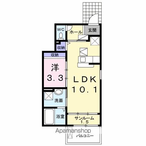 ボヌールA(1LDK/1階)の間取り写真