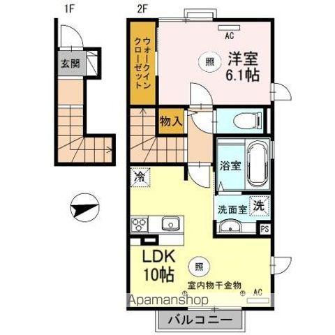 アヴァンティ若杉(1LDK/2階)の間取り写真