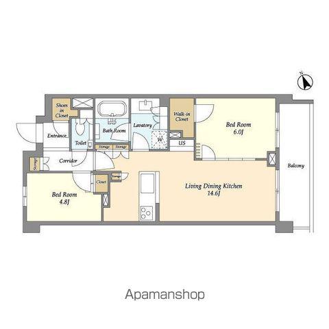 JP NOIE 等々力(2LDK/6階)の間取り写真
