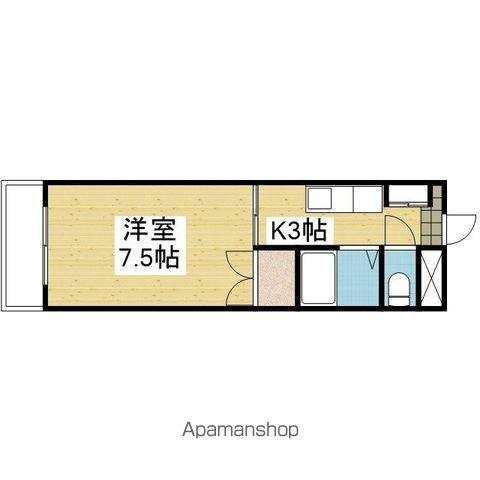 ブルースカイ朝日ヶ丘(1K/2階)の間取り写真