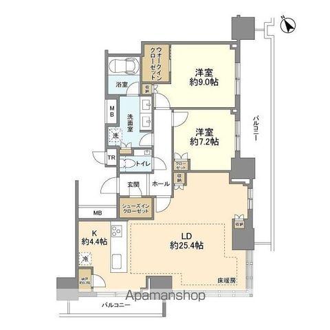 BRILLIA TOWER 浜離宮(2LDK/31階)の間取り写真