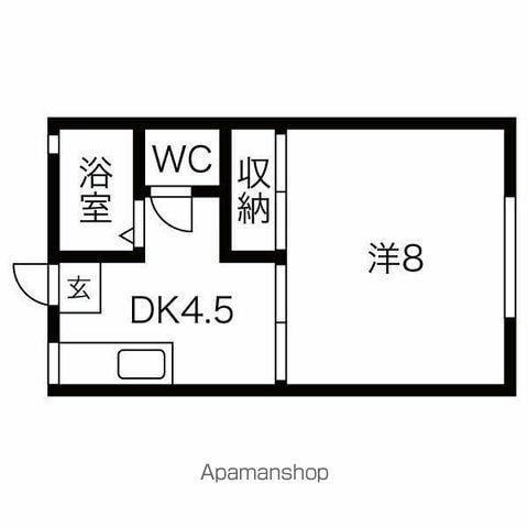 ジュネスセントラル(1K/2階)の間取り写真
