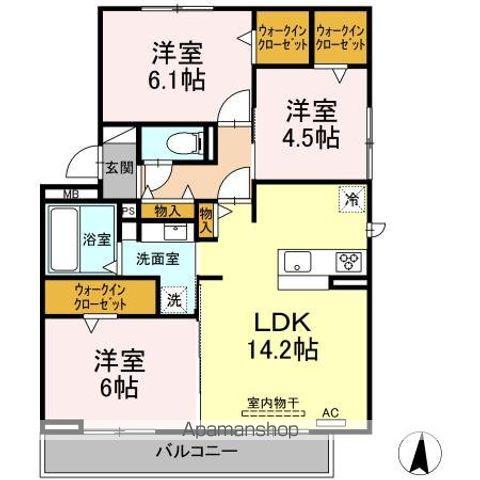 U-DINE庄内緑地(3LDK/3階)の間取り写真