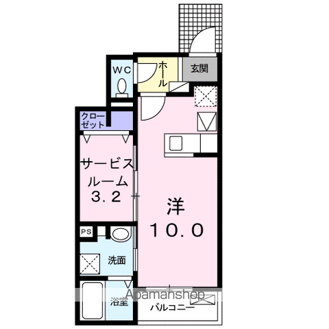 フェリースⅣ(ワンルーム/1階)の間取り写真