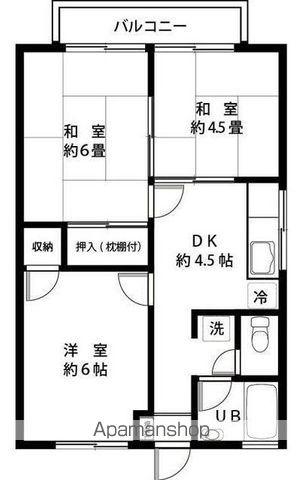 コーポ石塚Ⅱ(3DK/2階)の間取り写真
