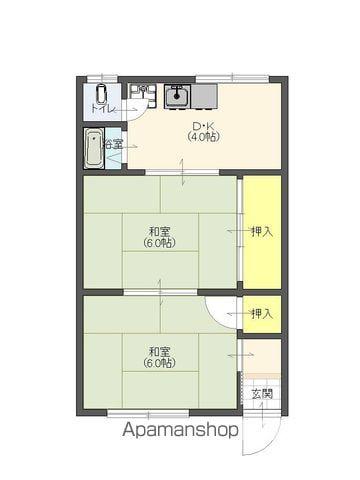 里上アパート 財部(2K/1階)の間取り写真