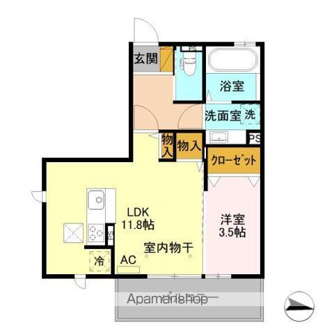 ライフコア吉田小町(1LDK/1階)の間取り写真