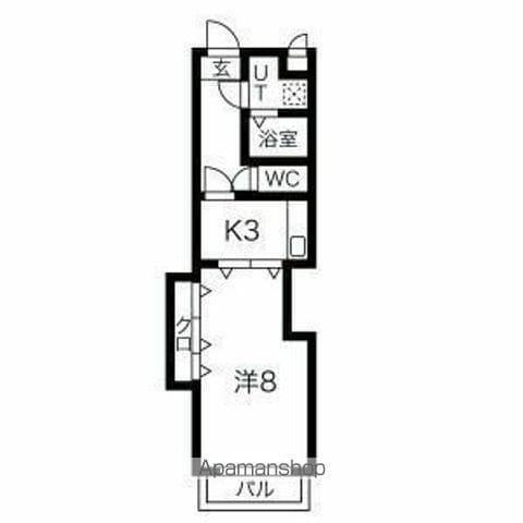 グランデ城西(1K/4階)の間取り写真