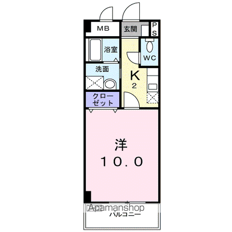 エス・ポ-ルト(1K/2階)の間取り写真