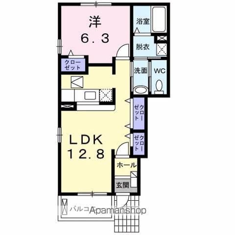 KハウスⅣ(1LDK/1階)の間取り写真