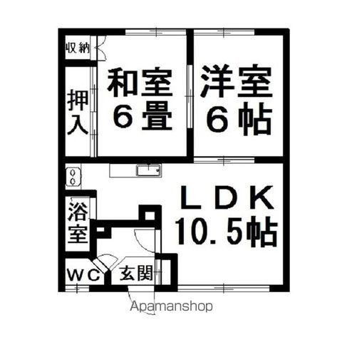 北進ハイツ(2LDK/1階)の間取り写真