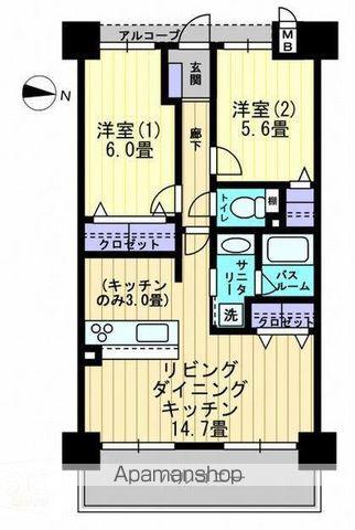 アルファライフ松島公園Ⅱ(2LDK/10階)の間取り写真