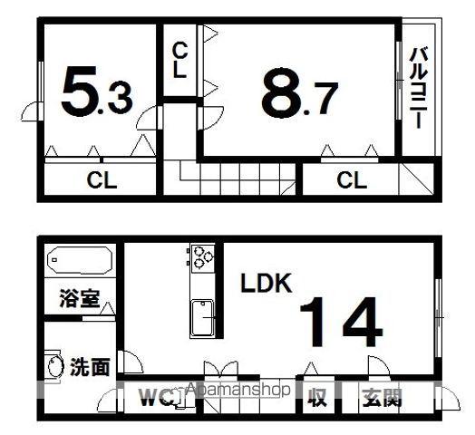 根室本線 柏林台駅 徒歩12分 2階建 築11年(2LDK)の間取り写真