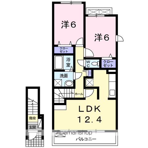 アンフレッチェ(2LDK/2階)の間取り写真