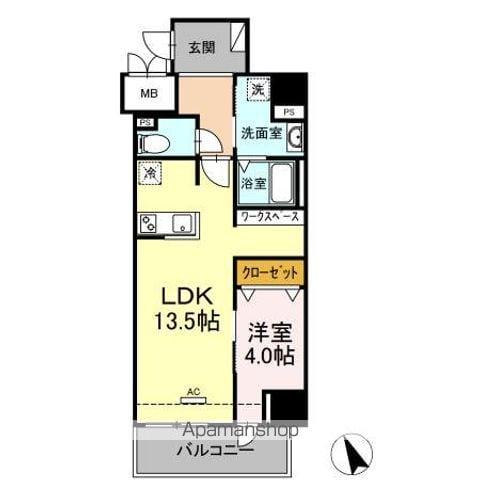 アーデルドルフ東山(1LDK/4階)の間取り写真