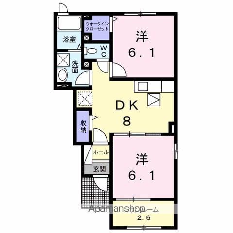 プリムローズⅡ(2DK/1階)の間取り写真