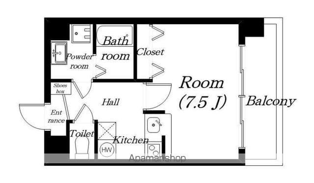 ジョイ6番館(1K/4階)の間取り写真