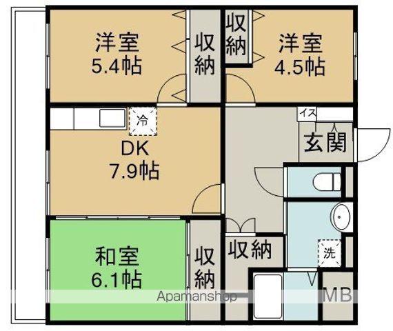 鶴ヶ島新町ハイツ(3DK/2階)の間取り写真