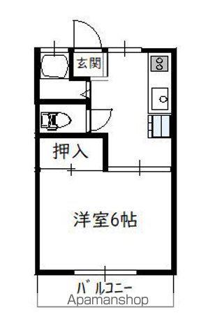 恒久コーポ(1DK/2階)の間取り写真