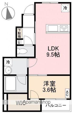 センターハーバー上福岡(1LDK/1階)の間取り写真