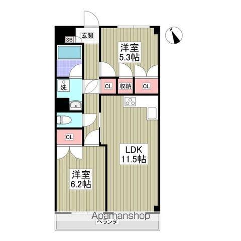 グランドマンション中内出(2LDK/4階)の間取り写真