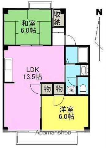 フォブール田中 B棟(2LDK/1階)の間取り写真
