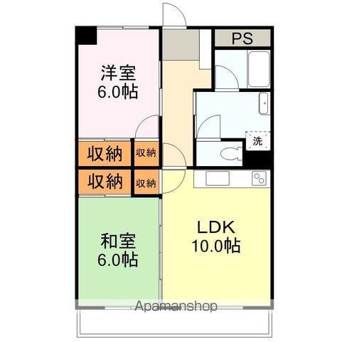3華聖ビル(2LDK/3階)の間取り写真