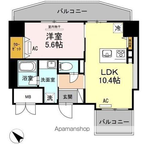 PALAIS FELICIA(1LDK/6階)の間取り写真