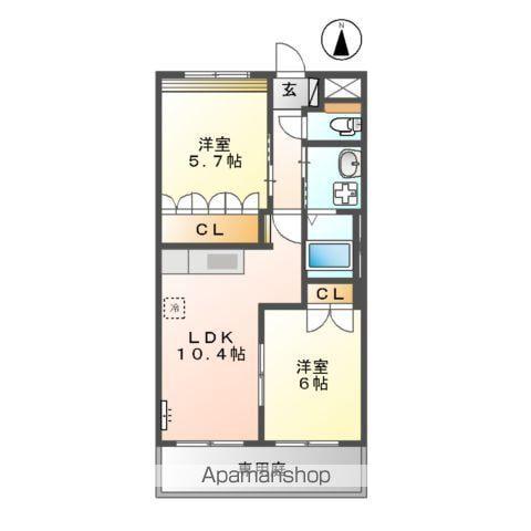 グランディールハイム(2LDK/1階)の間取り写真