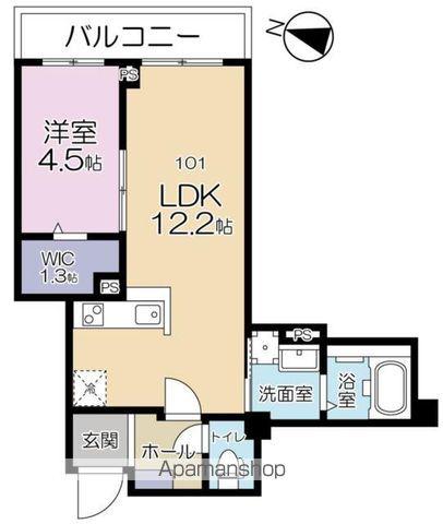 A.FLAT II(1LDK/1階)の間取り写真