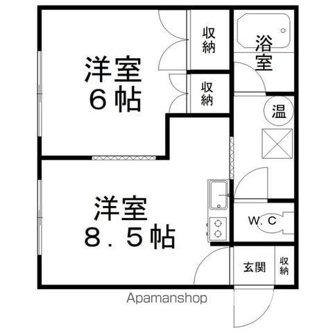 北中央ハイツA棟(1DK/2階)の間取り写真