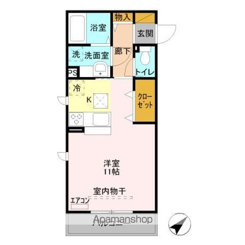 BELL GREEN(ワンルーム/1階)の間取り写真