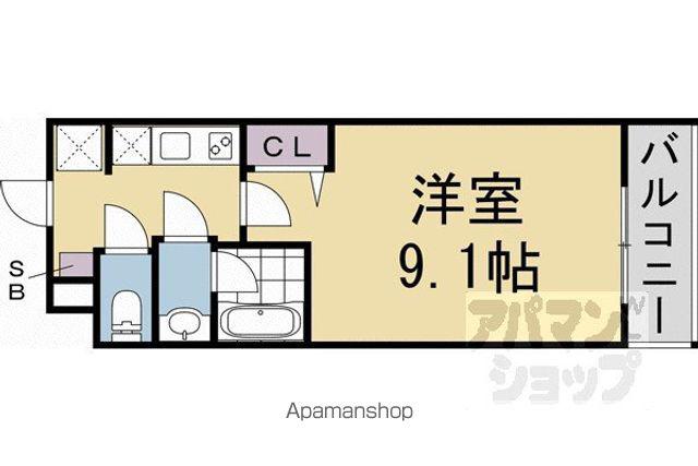 LA FITE KYOTO OIKEウエスト(1K/3階)の間取り写真