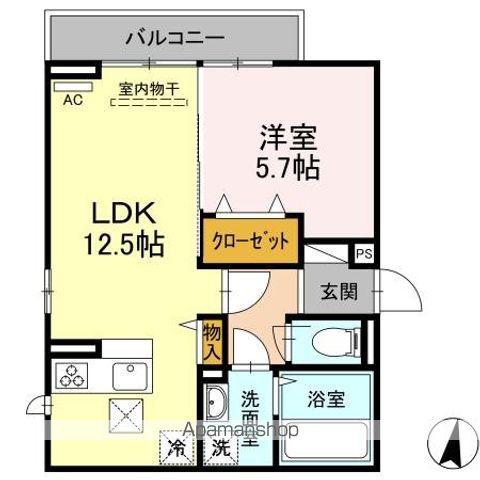 フロントラージパーク(1LDK/1階)の間取り写真