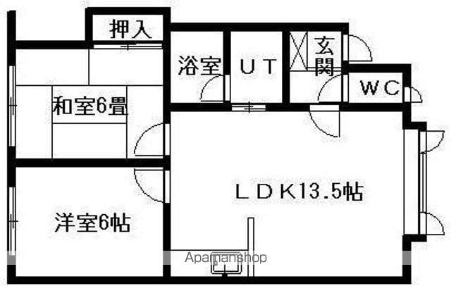 ハイツ山本(2LDK/1階)の間取り写真