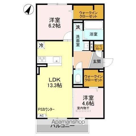 VALLE ALTA(2LDK/3階)の間取り写真