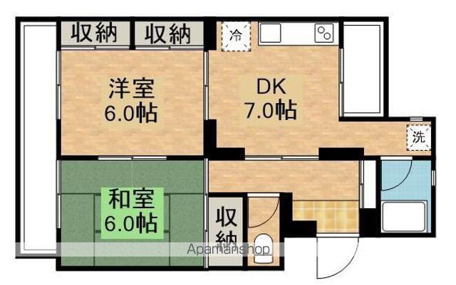 ハイツカノヤ(2DK/1階)の間取り写真