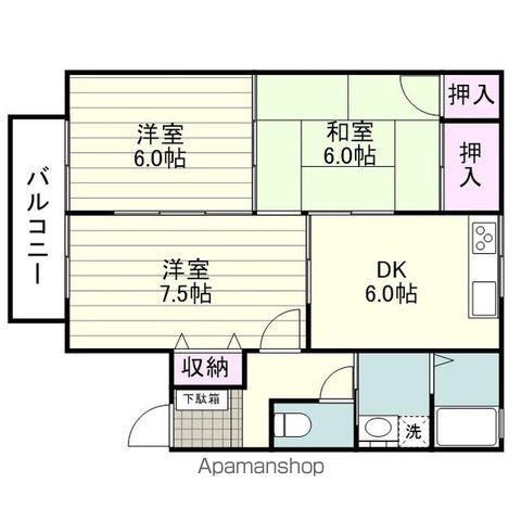 ベルセジュール紫原 A棟(3DK/1階)の間取り写真