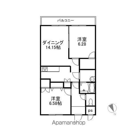 ボヌール美咲ET(2LDK/2階)の間取り写真