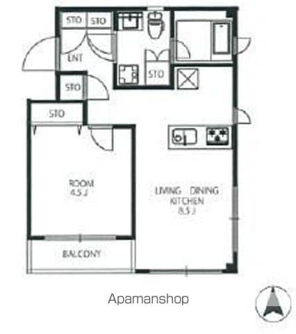 プリムローズ砂川(1DK/1階)の間取り写真