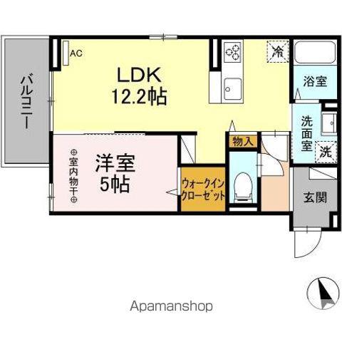 DーROOM清水新居Ⅱ(1LDK/3階)の間取り写真
