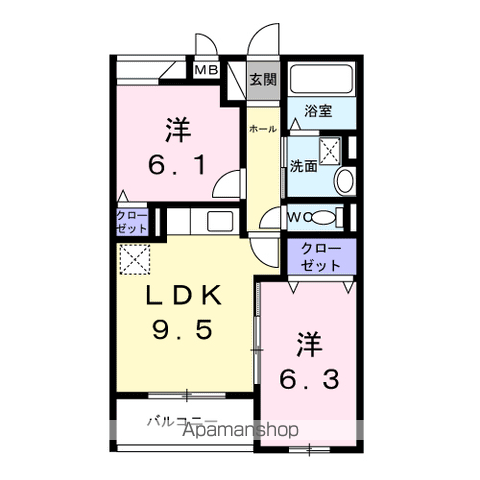 ヴェールフォンセ(2LDK/3階)の間取り写真