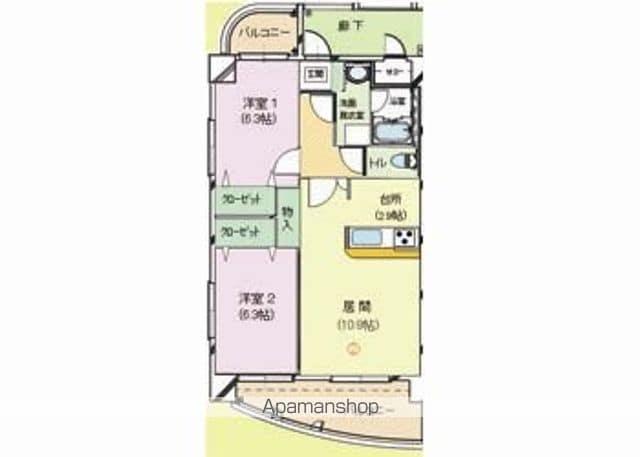 ブライムマンションはなみずき(2LDK/8階)の間取り写真