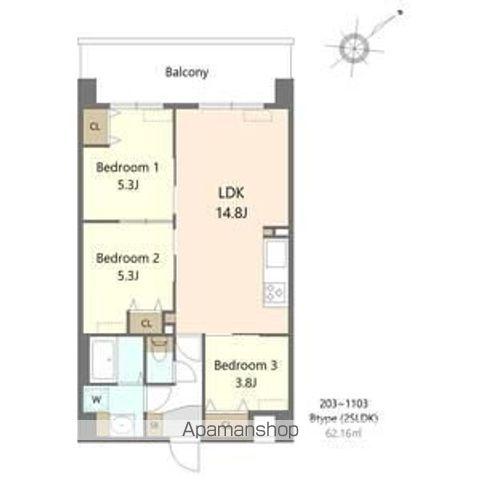 ALIVIS野田阪神(3LDK/10階)の間取り写真