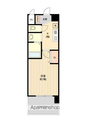 パークフラッツ金山(1K/4階)の間取り写真