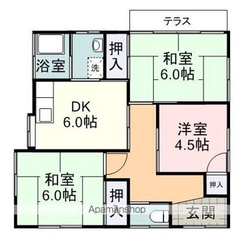 東海道本線 草薙駅(ＪＲ) 徒歩8分 1階建 築44年(3DK)の間取り写真