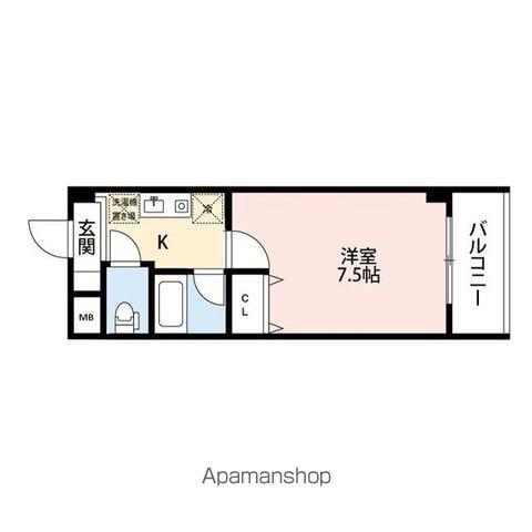 パンウエストリート(1K/7階)の間取り写真