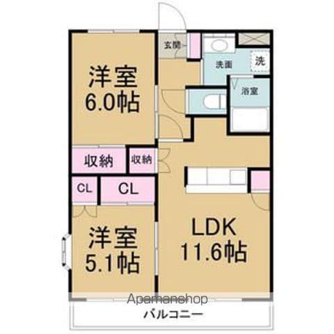 プランドール中平(2LDK/2階)の間取り写真