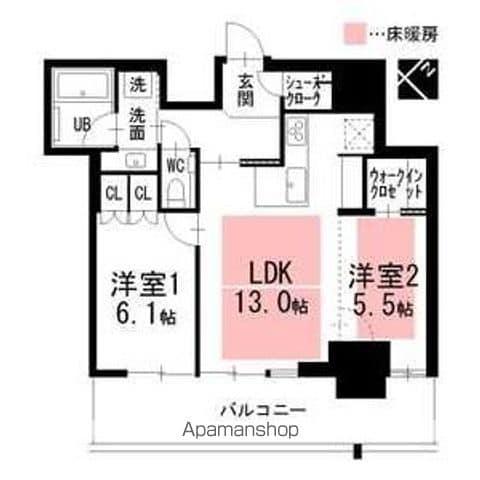 グランドメゾンTHE池下ガーデンタワー2204(2LDK/22階)の間取り写真