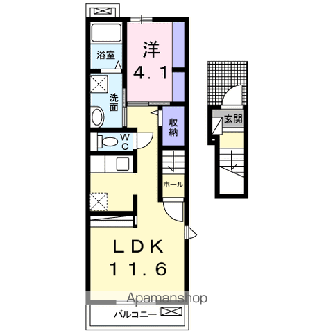 ホーリーホック Ⅲ(1LDK/2階)の間取り写真